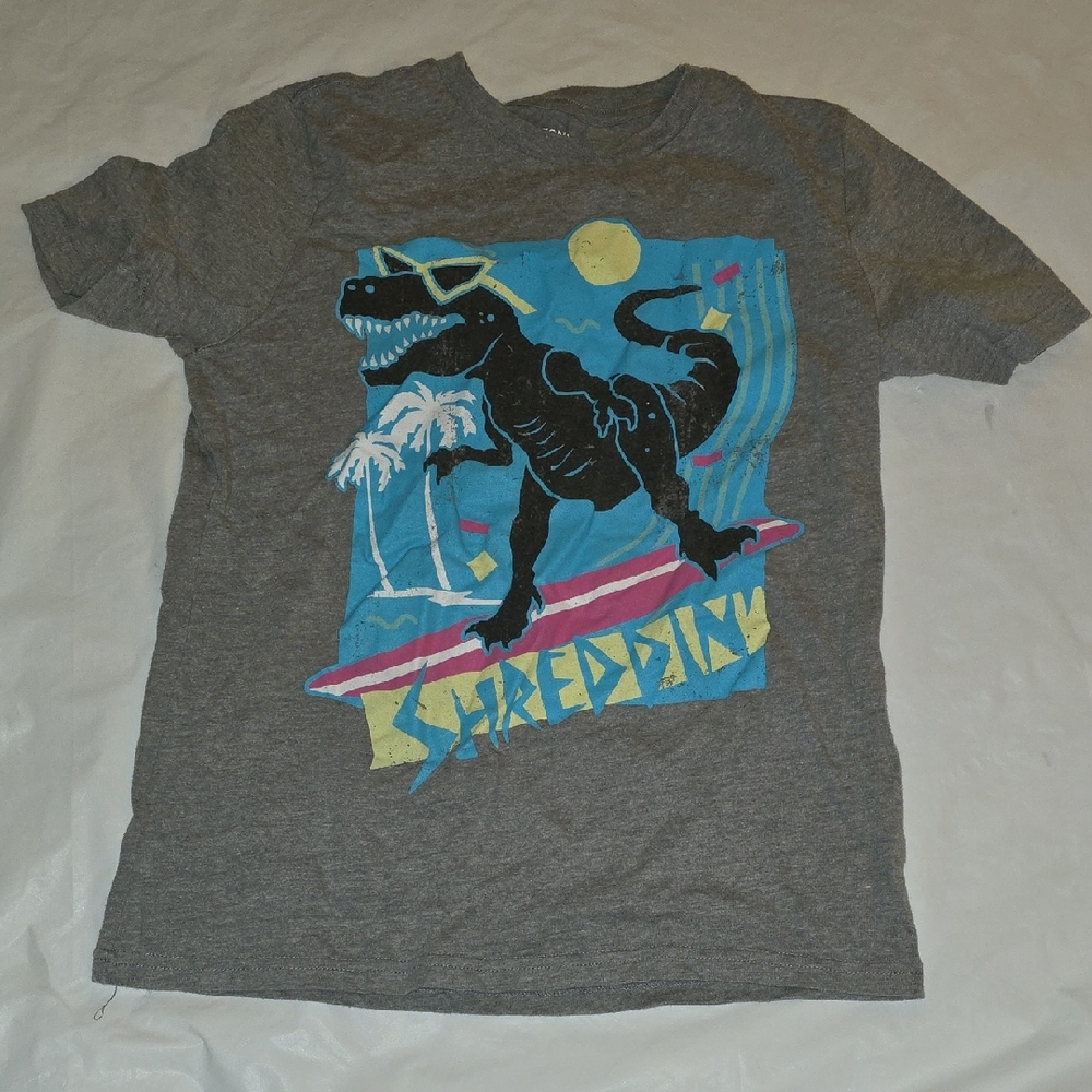 Arizona Jean Co. Boys Gray Dinosaur "Shreddin' " Graphic T-Shirt L